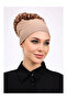 Ruffled Seamless Combed Cotton Bonnet Mink - Women's Hijab Tie Bun Inner Bonnet Brown