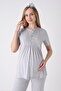 Floral Patterned Maternity Dressing Gown & Pajama Set of 3 - Breastfeeding Compatible Set for Expecting Mothers - 7