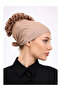 Ruffled Seamless Combed Cotton Bonnet Mink - Women's Hijab Tie Bun Inner Bonnet Brown - 3