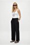 Women's New Relaxed Waist Elastic Straight Cut Pocketed Ayrobin Black Trousers - 3