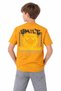 Boy's Orange Color Short Sleeve T-Shirt with Smile Text and Image Pattern on the Front and Back - 2