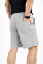 Men's Linen Fabric Shorts with Pockets, Relaxed Fit, Elastic Waist - Gray - 4