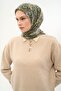 Tencel Monare Scarf Floral Pattern Khaki 90X90 - 2