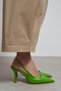 Elara Green Matte Slingback V Vamp Line Pointed Toe Women's Heeled Shoes - 7