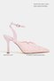 Aveny Candy Pink Lace Embroidery Detail Ankle Strap Thin Heeled Women's Shoes - 2