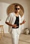 Men's Ribbed Short Sleeve Shirt & Baggy Pants Ecru Bottom-Top Set Ls-8962 - 4