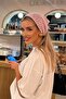 Women's Pink Mesh Model Bandana, Knitted Bandana - 2