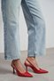 Elara Red Matte Slingback V Vamp Line Pointed Toe Women's Heeled Shoes - 3