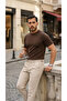 Men's Basic Crew Neck Short Sleeve Knitwear T-Shirt - 100% Cotton Acrylic - 5
