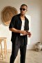 Men's Ribbed Short Sleeve Shirt & Baggy Pants Black Bottom Top Set Ls-8962 - 3