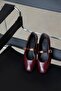 Libon Women's Buckle Detailed Wrinkled Leather Ballerinas Claret Red - 4