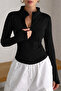 Women's Body-Fitting Zippered Cardigan – Slim Fit High Collar Basic - 5