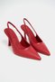Elara Red Matte Slingback V Vamp Line Pointed Toe Women's Heeled Shoes - 4