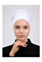 Ruffled Seamless Combed Cotton Bonnet White - Women's Hijab Tie Bun Inner Bonnet