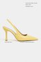 Elara Yellow Matte Slingback V Vamp Line Pointed Toe Women's Heeled Shoes - 2