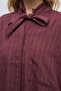 Women's Thin Striped Collar with Bow Detail Comfortable Cut Shirt - 2