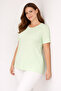 Women's Plus Size Green, Cotton Fabric, Crew Neck, Short Sleeve Blouse 65N39056 - 3