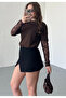 Women's Brown Lace Sleeve T-Shirt - 3