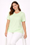 Women's Plus Size Green, Cotton Fabric, Crew Neck, Short Sleeve Blouse 65N39056 - 4