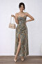 New Season Women's Rope Strap Back Cross Tie Detailed Long Patterned Single Jersey Summer Dress - 3