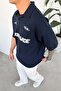 Navy Blue World Wide Printed Polo Neck T-Shirt - 2