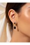 Black Drop Stone Crown Model Dangle Earrings - 7
