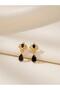 Black Drop Stone Crown Model Dangle Earrings