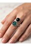 Real Flower Natural Stone Steel Ring - 3
