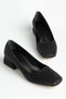 Women's Black Closed Back Low Heeled Stone Ballerinas - 2