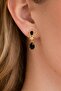 Black Drop Stone Crown Model Dangle Earrings - 3