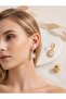 Baguette Stone Dangle Hoop Earrings – Golden Yellow - 4
