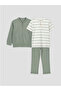 Lcw Kids Green Crew Neck Boys' Set 3-Piece - 2