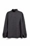 4824 women's ruffle detail tie-up judge collar long sleeve blouse black - 3