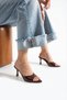 Women's Patent Leather Bitter Coffee Color Thin Heel Pointed Toe Slippers