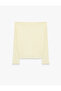 Sandy Fabric Slim Fit Long Sleeve Boat Neck Off Shoulder T-Shirt - 4