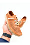Women's Tan Inner-Outer Genuine Leather Laser Printed Perforated Rubber Laced Comfort Shoes Vdz03015 - 3