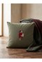 Vintage Dog Embroidered Cotton-Linen Throw Pillow Cover – Natural Textured (45X45 cm) Green - 2