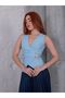 Women's Blouse Double-Breasted Sleeveless Ottoman Fabric Blouse with Buckle at the Waist - 4