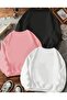 Winter Girl's 3-Piece Set Sweatshirt with Heart and Multiple Ribbon Prints Pink -White -Black - 2