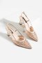 Women's Skin Color Sequined and Stoned Transparent Heeled Stiletto Casual and Evening Dress Shoes Versa
