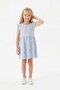 Blue Daisy Patterned Butterfly Sleeve Girls' Dress - 100% Cotton Summer Dress - 2