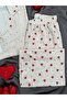 Women's Red Hearts Ecru Spotted Pajama Set - 3