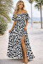 New Season Women's Madonna Collar Elasticated Chest Slit Long Patterned Single Jersey Summer Dress