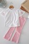 Floral Patterned Girl's T-Shirt - Pants Set - 5
