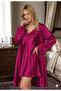 Luxurious Satin Nightgown & Robe Set – Fuchsia Color with Lace Detail for Elegance - 3