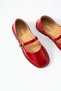 Velour Genuine Leather Red Patent Leather Daily Comfortable Women's Ballerina Shoes - 4