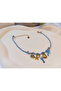 Gold Detailed Marine Themed Blue Steel Anklet (22-27 cm)