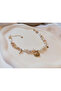 Gold Plated Natural Stone Look Cream Steel Anklet (22-26 cm) - 2