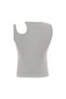 Women's Gray Melange Crew Neck Tank Top with Window Detail - 2