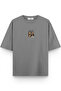 Women's / Men's Semi Oversize T-Shirt Ninja Back Printed Gray T-Shirt 1302 - 2